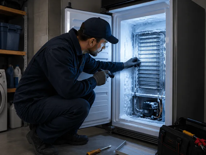 Freezer repair in progress