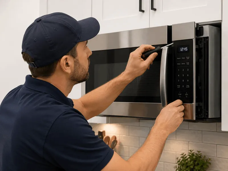 Microwave repair in progress