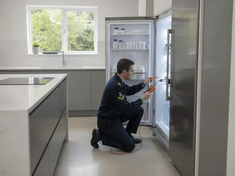 Refrigerator repair in progress