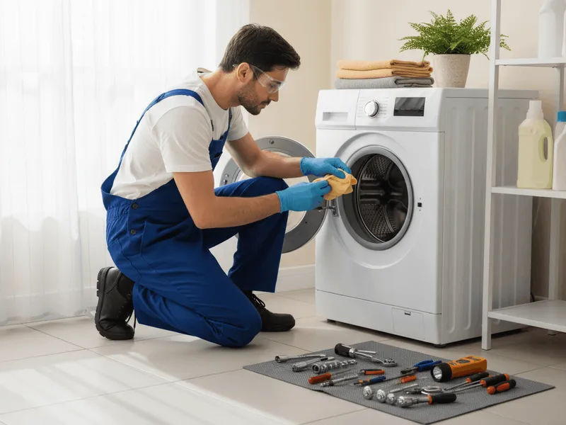 Washer repair in progress